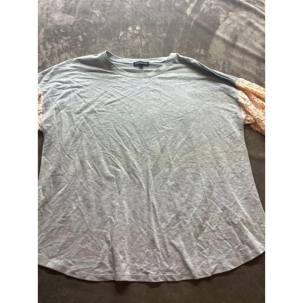Lane Bryant Gray Shirt Lace sleeve Top 18/20